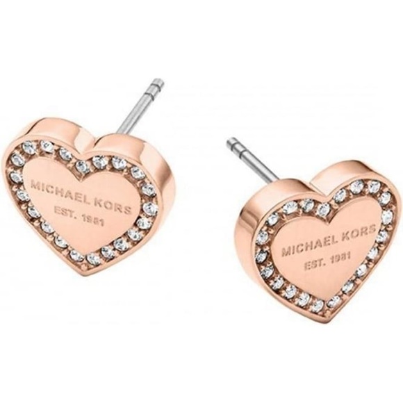 Michael Kors Crystal Heart Shaped Logo Studs - Picture 6 of 7